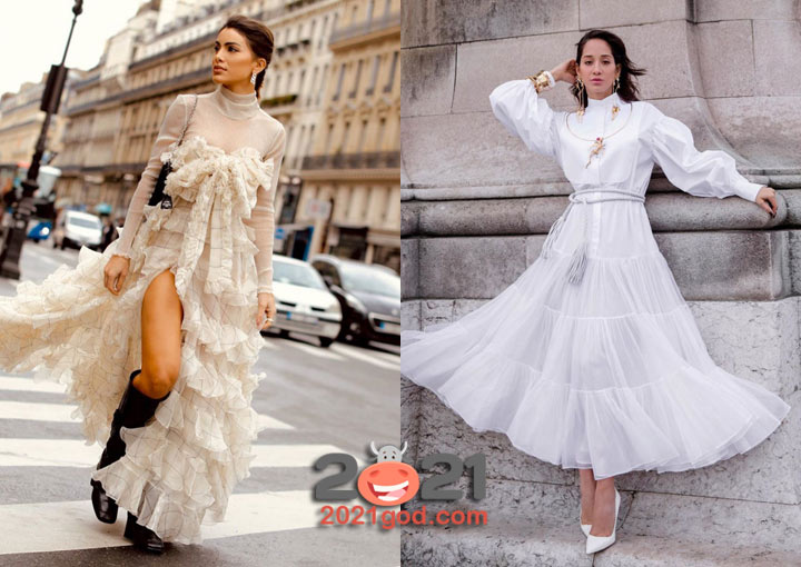 Модное платье - уличная мода Парижа осень-зима 2020-2021