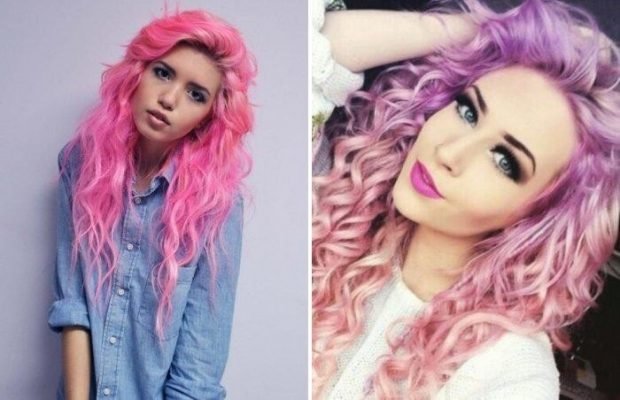 тренды 2020 2021 волосы: яркие розовые фиолетовые с розовым