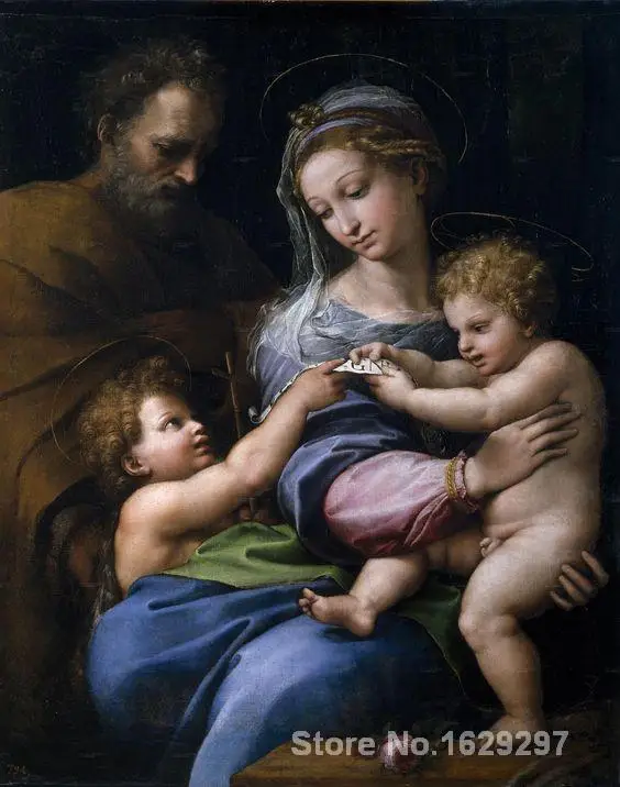 Retrato pintura de mujer Raphael Sanzio Madonna della rosa hecho a mano de alta calidad