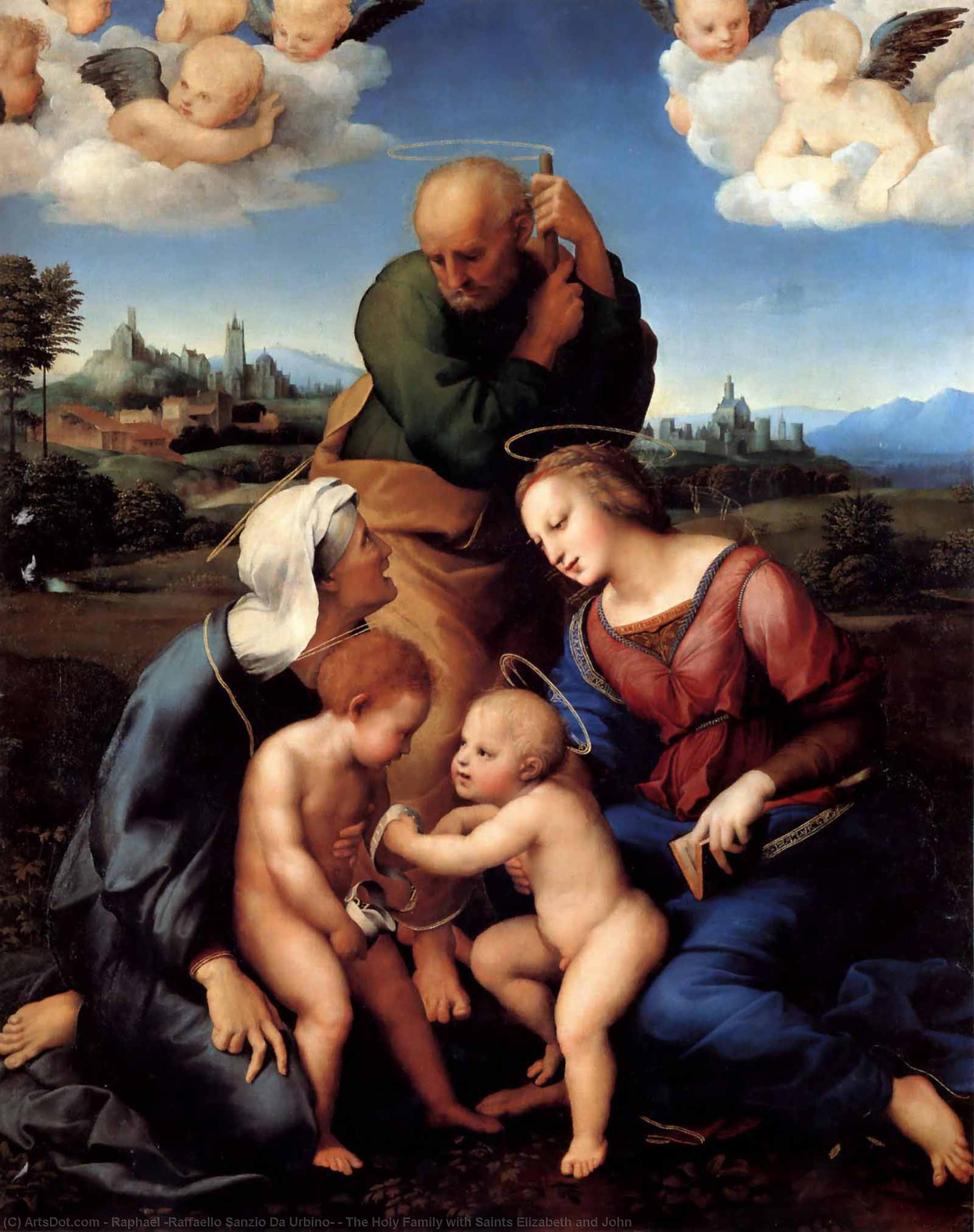 Raphael raffaello sanzio da urbino the holy family with saints elizabeth and john