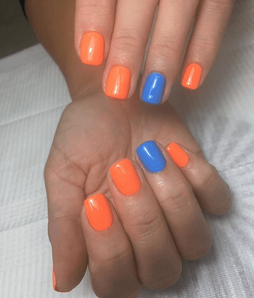 Оранжевый маниюкр с синим