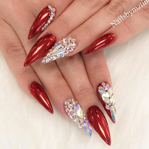 Stiletto Shaped Nails Design For A Special Occasion #redstiletto
