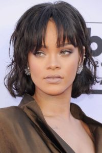 Rihanna square face type bangs