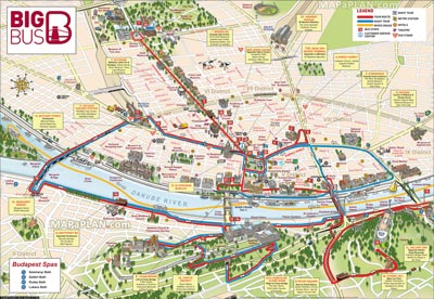 Карта Будапешта с указанием достопримечательностей