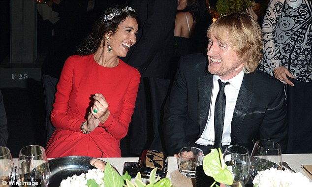 Happy and relaxed: Owen Wilson laughed with stunning model Afef Jnifen over dinner