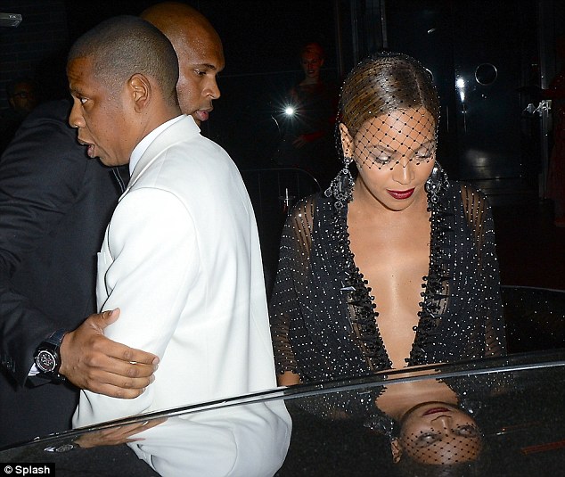 Trouble: Jay Z and Beyonce left in separate cars, the Sasha Fierce star departed with her sister