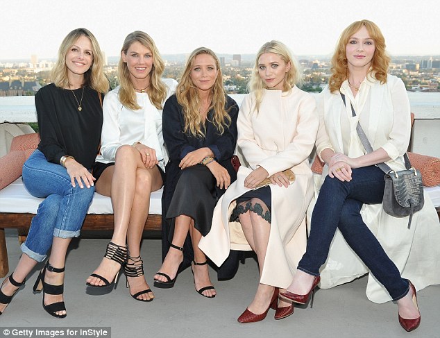 Mad about the girl: The Olsens with Monet Mazur, Angela Lindvall and Mad Men star Christina Hendricks