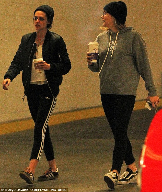 Coffee mates: Kristen Stewart and Chloe Grace Moretz looked so happy together after they dined out in Los Angeles on Wednesday