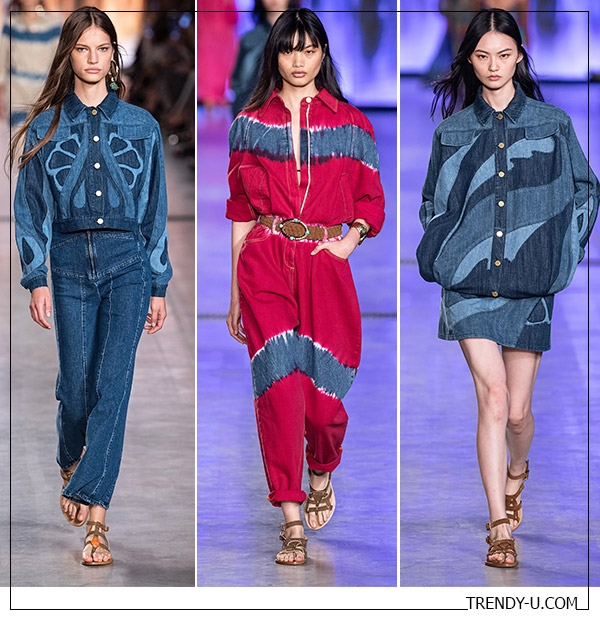 Модная джинсовая одежда в коллекции Alberta Ferrrretti весна-лето 2020
