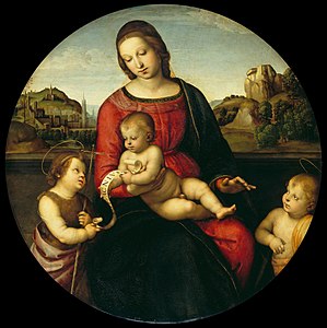300px Raphael Mary with the Child%2C John the Baptist and a Holy Boy %28Madonna Terrranuova%29 Google Art Project