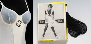 Left to right: Bodystocking, Mary Quant, late 1960s, UK. Museum no. T.443-1988. © Victoria and Albert Museum, London. Tights, Mary Quant, 1960s, UK. Museum no. T.705-1995. © Victoria and Albert Museum, London
