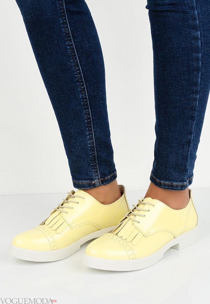женские туфли на низком каблуке желтые