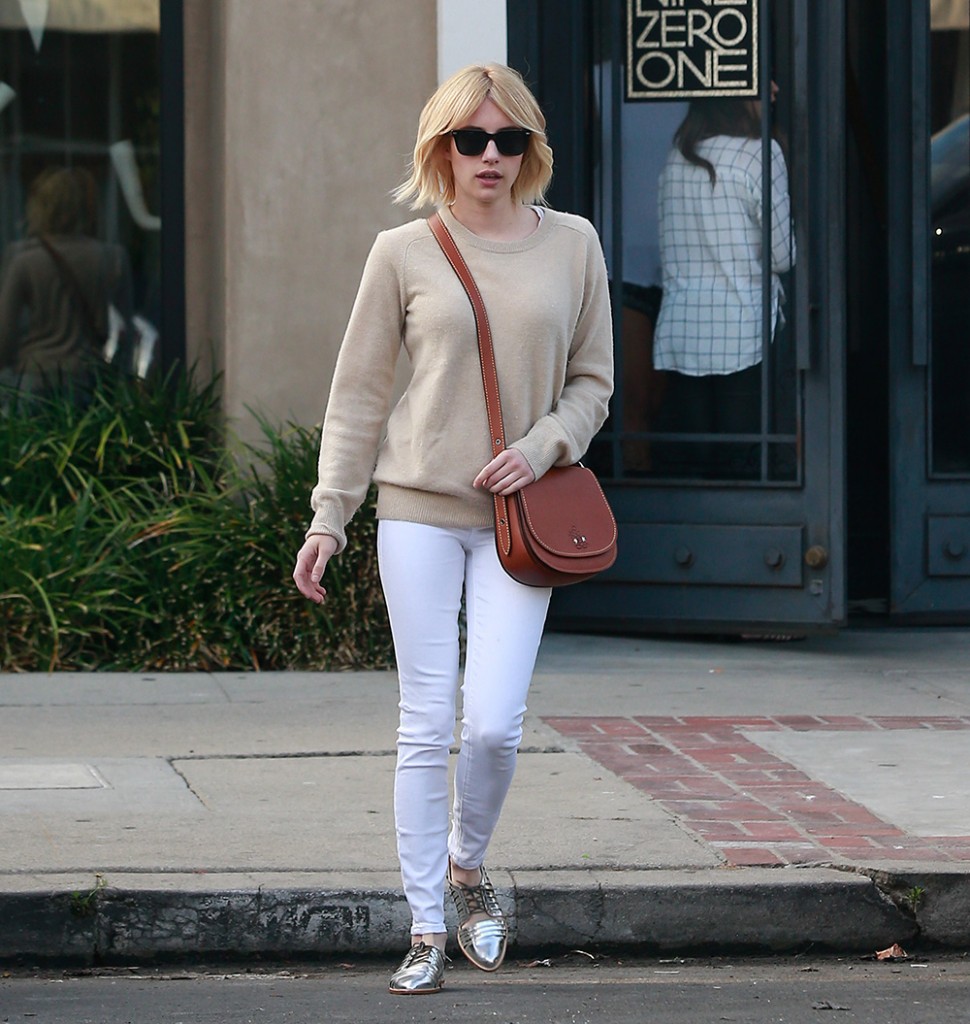 Emma Roberts Leaves A Hair Salon In West Hollywood