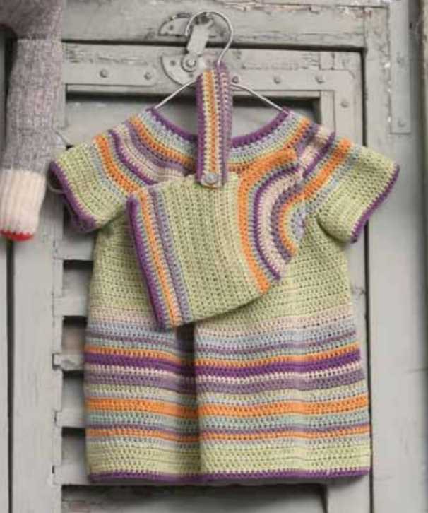 Free Crochet Pattern for a Baby Dress and Hat Set