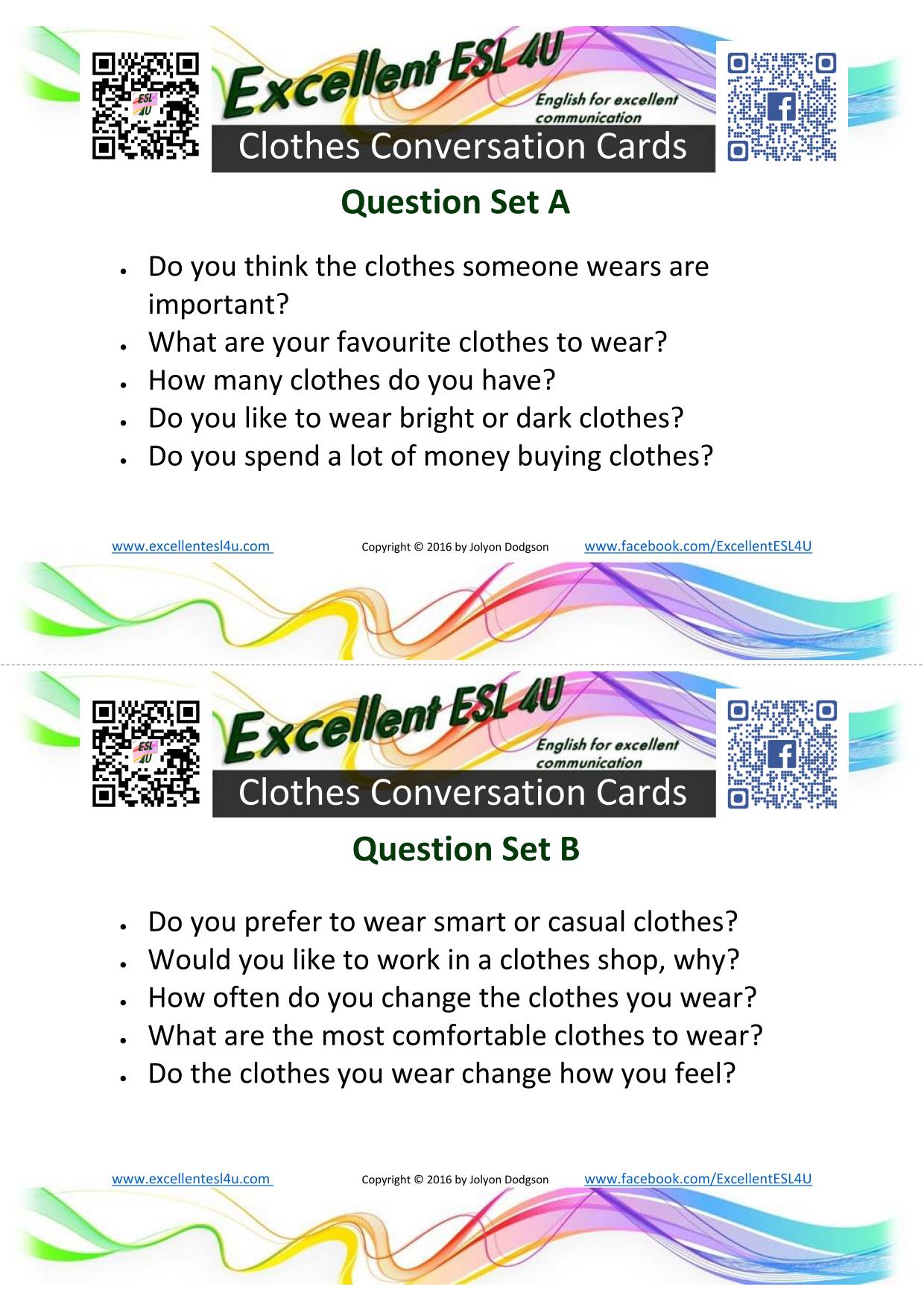 ESL clothes conversations will help you get better at talking about clothes.