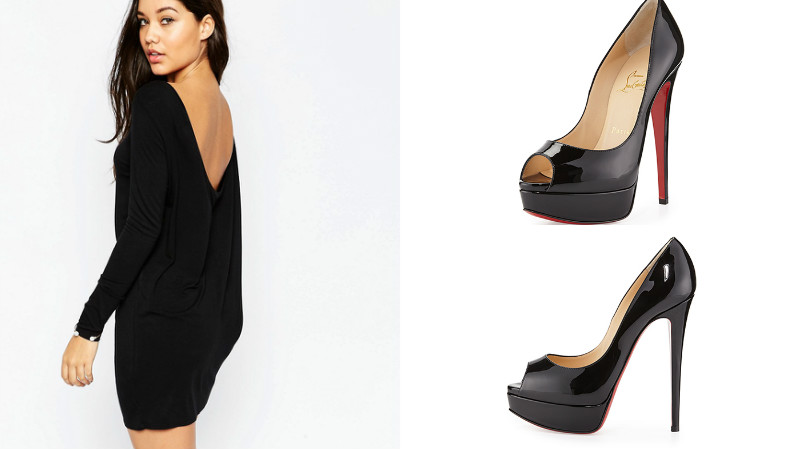 Маленькое черное платьице и лаковые туфли на каблуке - идеальная пара.