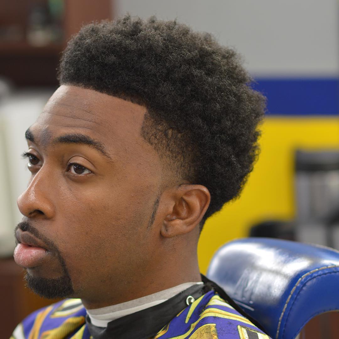 Temple fade afro haircut